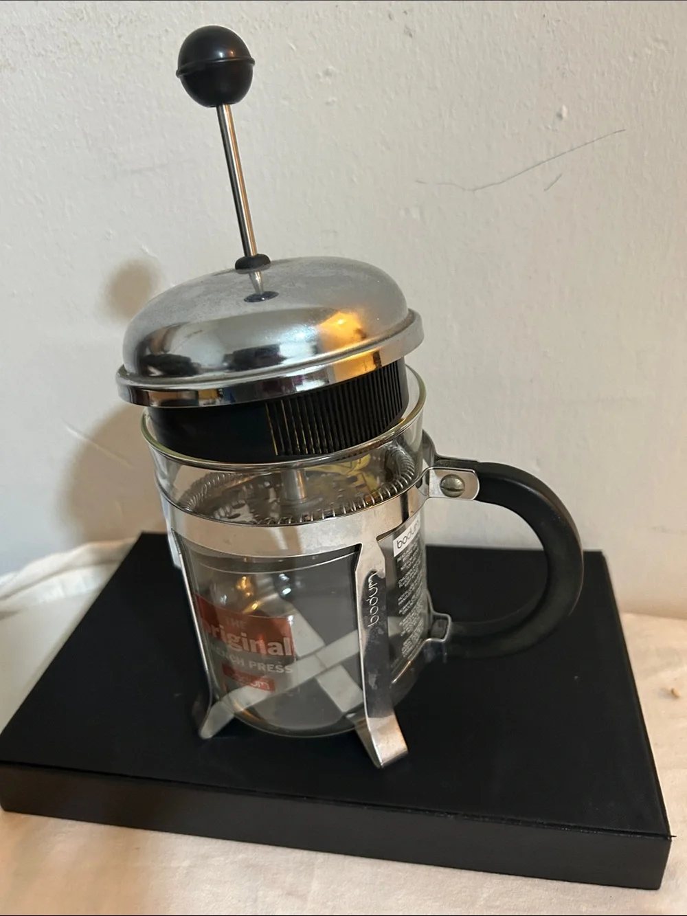 Like - New Stainless Steel and Glass French Press Coffee Maker - Black Handle